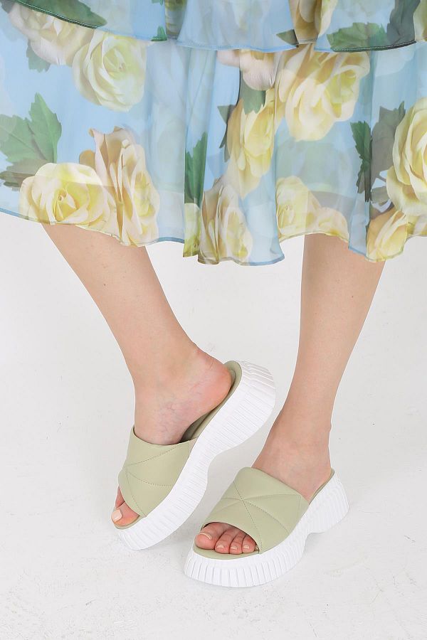 CassidoShoes-Green Diamond Patterned Cassie Women's Slippers - 017-1614 1
