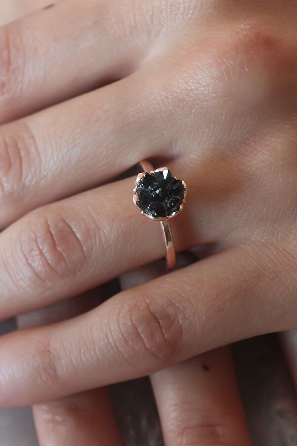 CPU ELEKTRONİK Smh Lotus Flower Pattern Black Women's Ring Robotrend