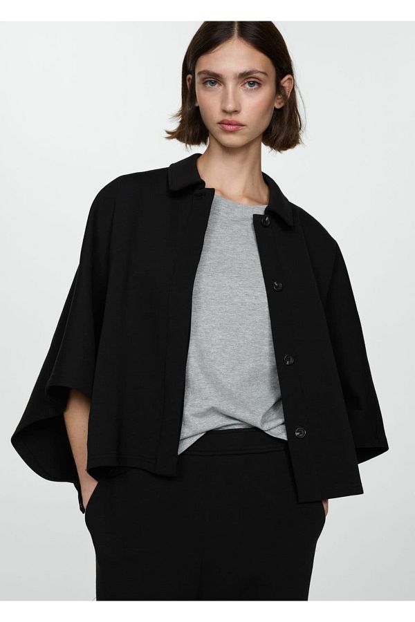 MANGO Woman-Cloak Style Jacket with Buttons 1