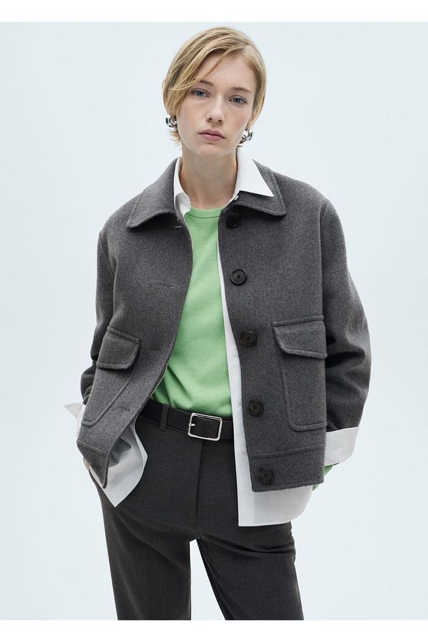 MANGO Woman-Wool Jacket with Pockets 1