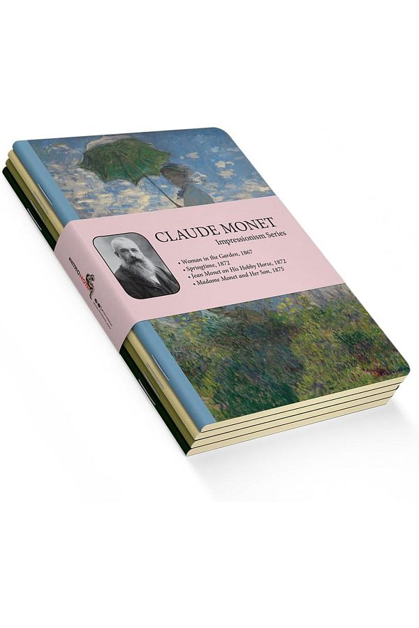 STOREMAX-Impressionism Series - A5, Claude Monet Set of 4 Notebooks I, Unlined, Total 256 Pages, Each 1