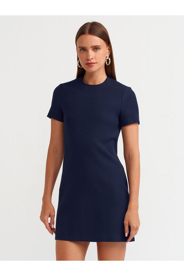 Dilvin-90899 Model Rochie Mini Decolteu Bleumarin 1
