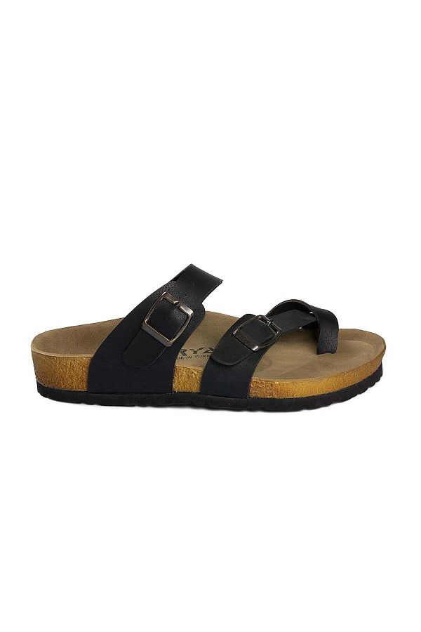 Ayzen Black Unisex Comfort Slippers 36 40 Single Finger Snap Anatomical Cork Sole Trendyol