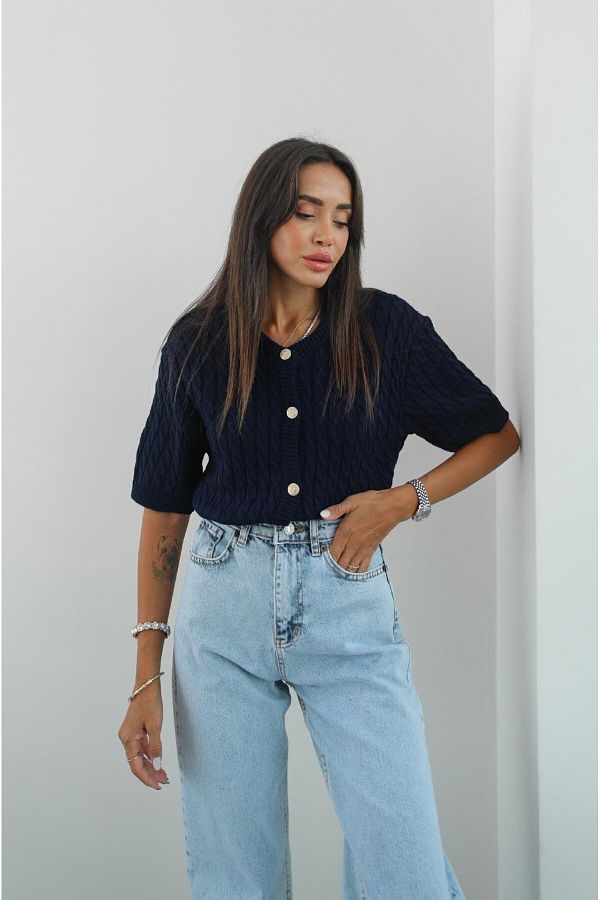 Navy blue short sleeve cardigan store