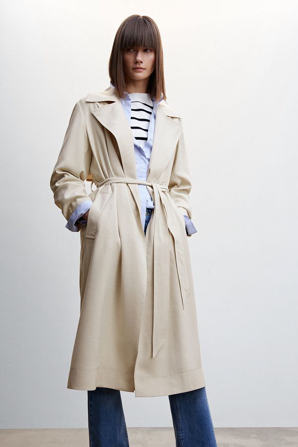 MANGO Flowy Lapel Trench Trendyol