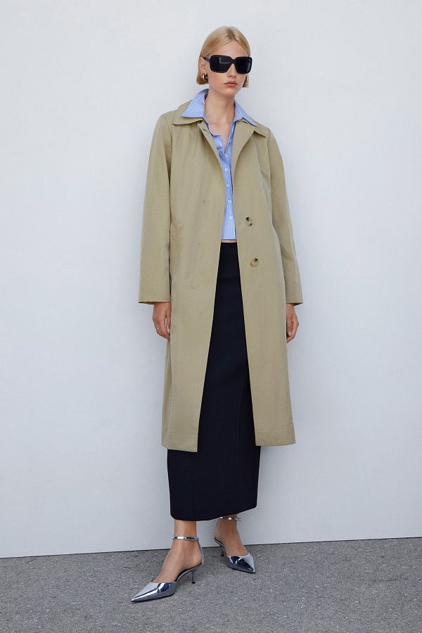 MANGO Fluid Trench Coat with Tie Trendyol
