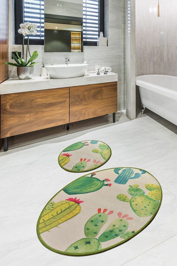 Chilai Home-Cactus Djt - Σετ 2 χαλάκια μπάνιου και σετ μπάνιου 1