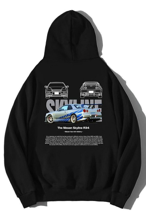 BRZ COLLECTION Unisex Oversize Nissan Skyline R34 Hoodie Trendyol