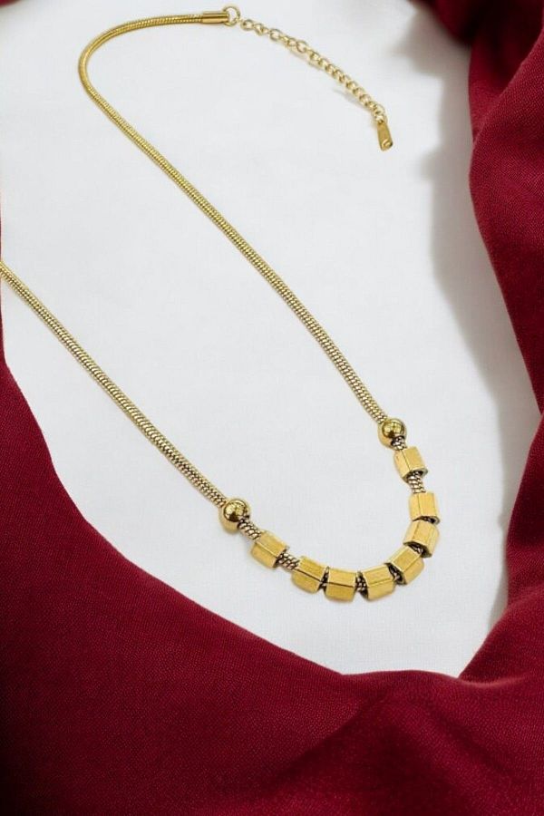 Mirayes Tasar m 45 cm Non Tarnish and Adjustable Women s Steel Gold Necklace Trendyol