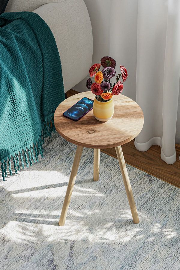 interGO-Round Side Table Wooden Leg Single Nesting Table 1