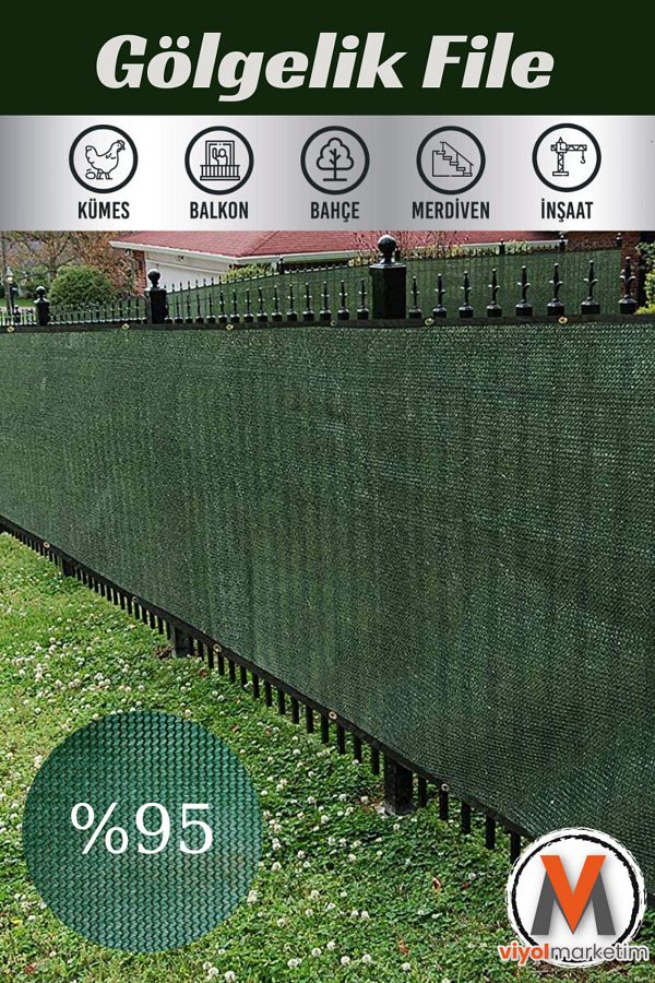 viyolmarketim-95 Pieces Green Canopy Net - 1x15 Meter Fence Wind Net, Striped Bird Eye Balcony Net 1