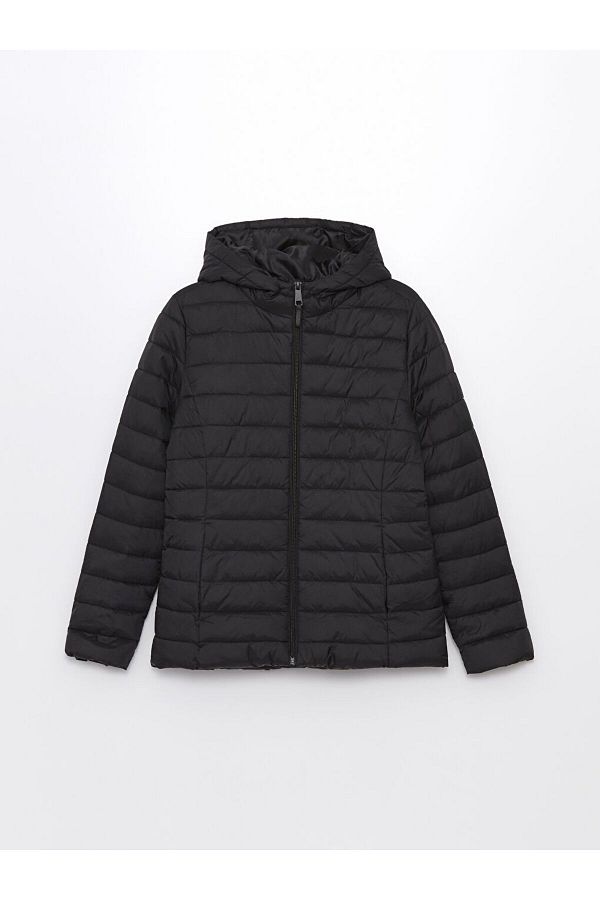 LC Waikiki Women s Plain Puffer Jacket Hooded Trendyol