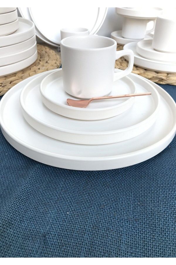 GULHANILE-Stackable Matte White 24 Piece Breakfast Set for 6 Persons 1