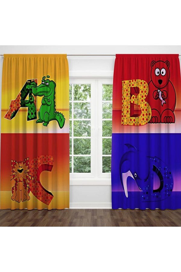 Ena Unity-3D Printed Custom Design Living Room Background Curtain 89 - Kitchen and Room Set 1