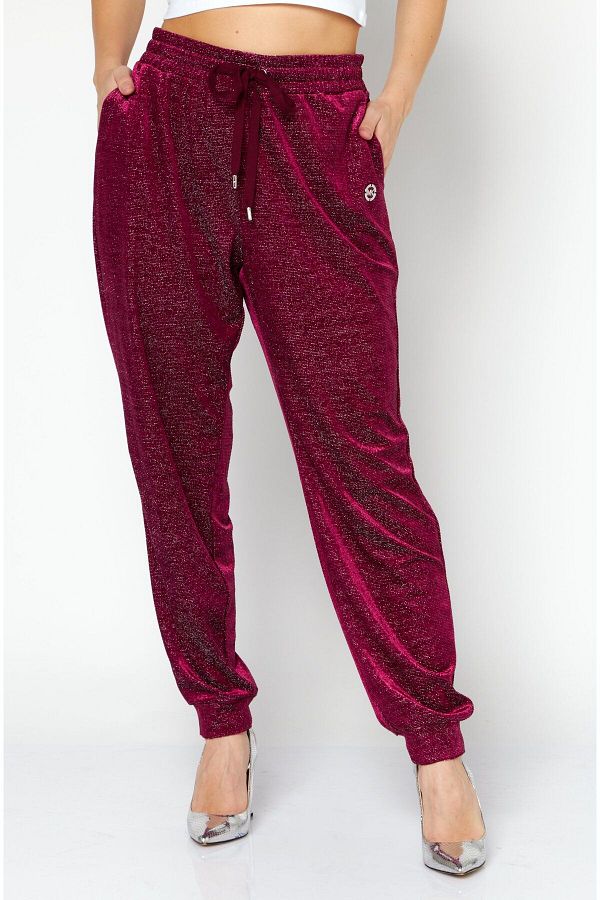Michael Kors Women High Waist Metallic Jogger Pants Purple Trendyol