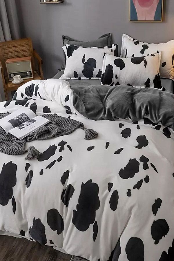 QON Fitted Sheets Duvet Cover Set Single Dalmatian Gray Dalmatiangrey Trendyol