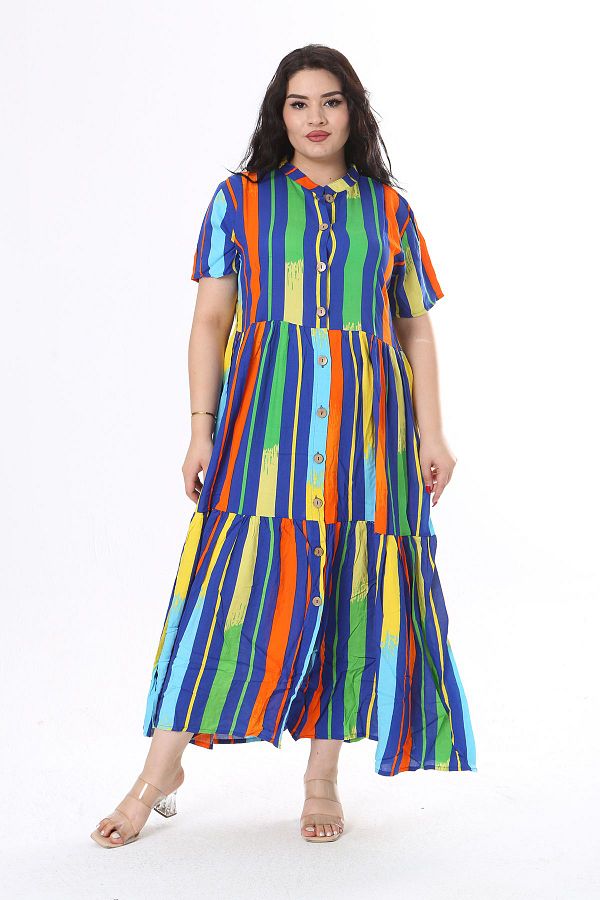 ans Plus Size Women s Dress Saks Front Button Short Sleeve Color 65n38189 Trendyol