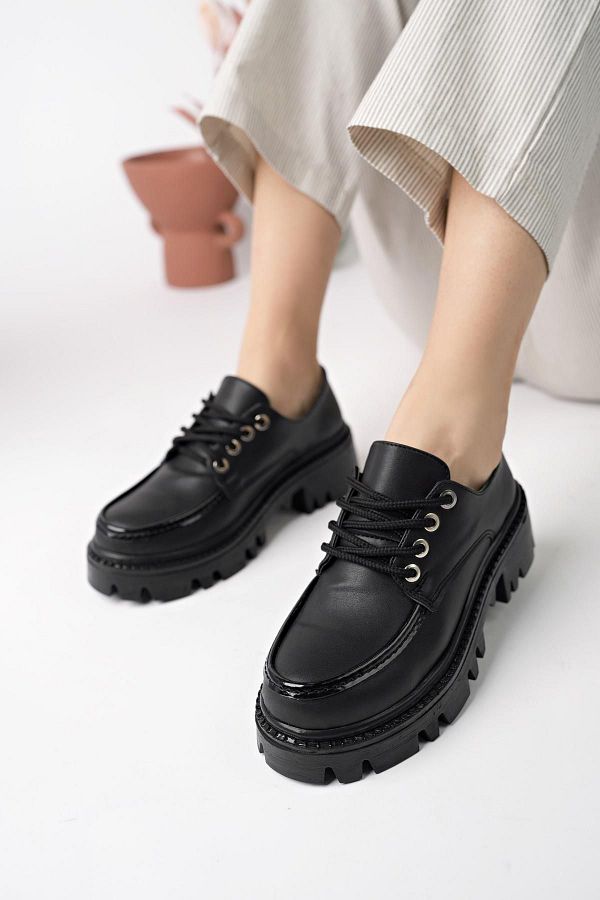 Muggo Roller Guaranteed Women s Loafer Thick Sole Lace Up Casual Casual Shoes Trendyol