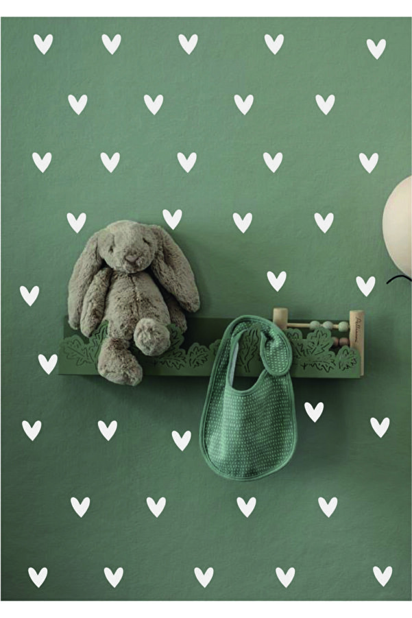 ENGINPRINT Beyaz Şirin Kalp Çocuk Odası Sticker 104 Adet