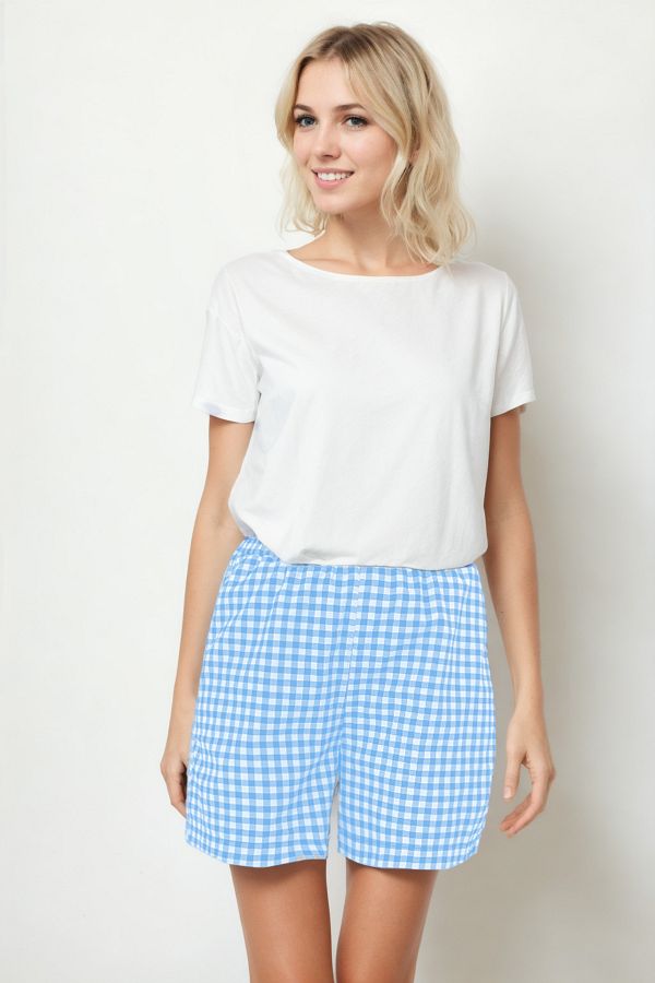 Vitrin-Patterned Gingham Shorts 1