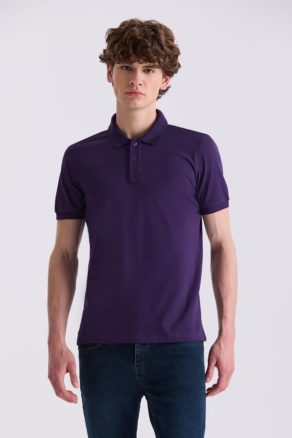 Jakamen Purple Slim Fit Polo Neck T-Shirt