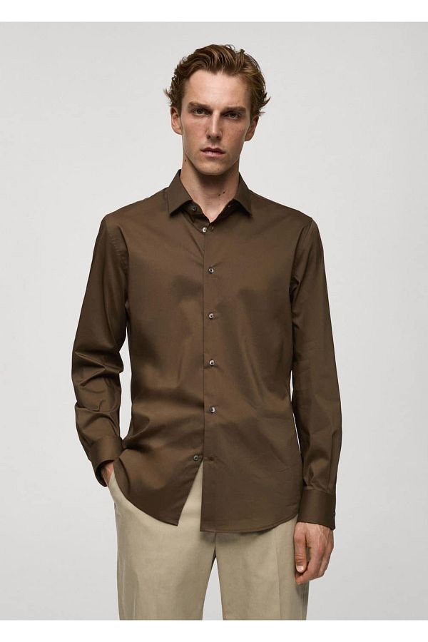 MANGO Man-Regular Cut Stretch-Baumwollhemd 1