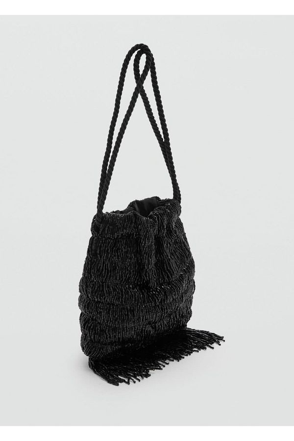 MANGO Woman-Fringed Beaded Bag 1