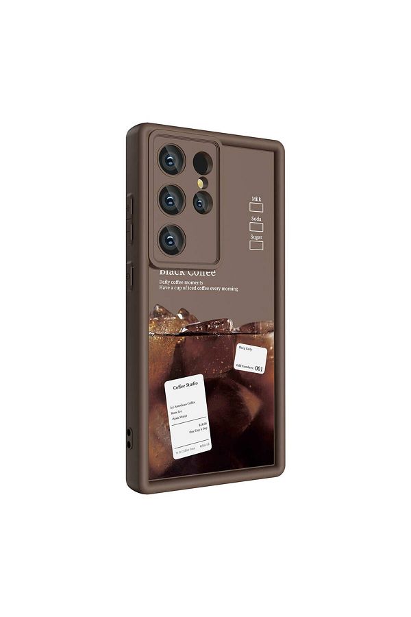 Ardemix-حافظة هاتف Galaxy S24 Ultra مع حماية للكاميرا وطباعة على السطح الخلفي وغطاء أنيق - بني داكن 1
