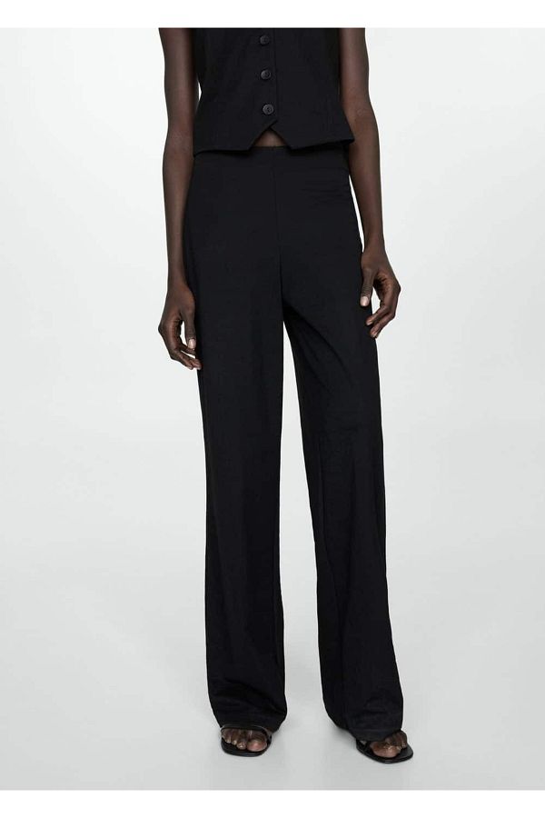 MANGO Woman-Straight Cut Draped Pants 1