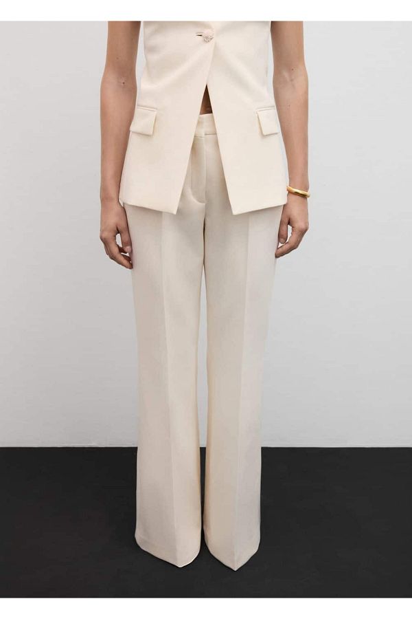 MANGO Woman-Flared Fabric Trousers 1