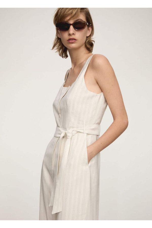 MANGO Woman-Csíkos masnis jumpsuit 1