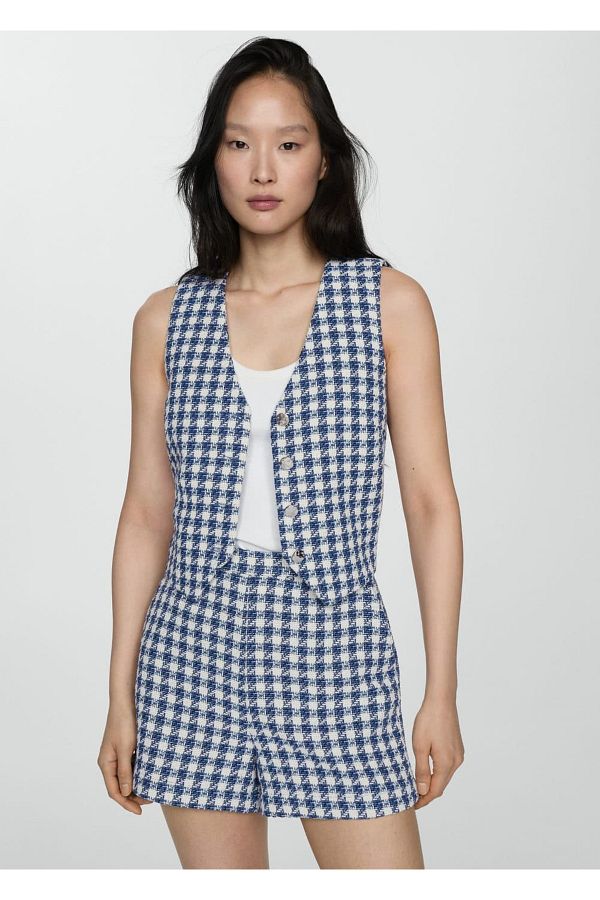 MANGO Woman-Houndstooth Patterned Shorts 1