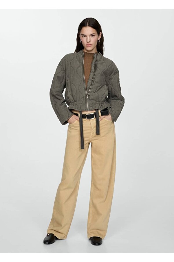 Mango Steppjacke Khaki Frauen MANGO Geraffte Steppjacke- Trendyol