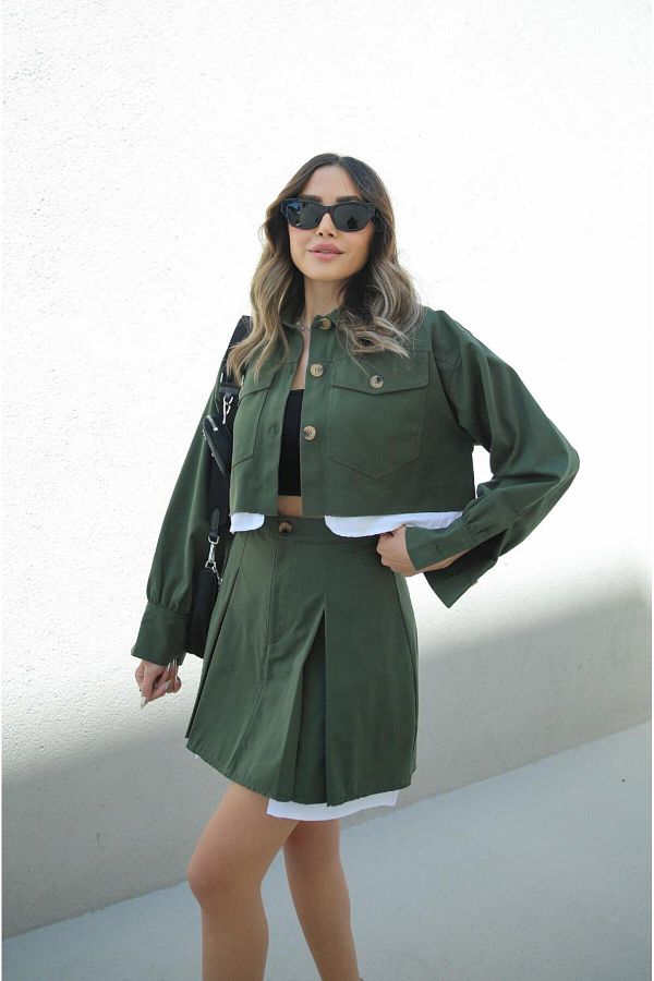 Havo Bexley Dark Green Skirt and Jacket Set Trendyol