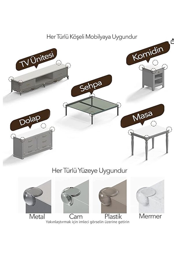 Kenpool Bebek Güvenliği Çocuk Masa Köşe Kenar Ev Muhafızları Koruma Slikon Kenar Köşe 4 Adet Birden