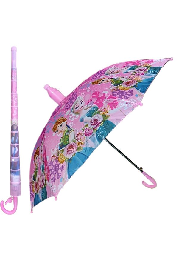 LRS STORE Elsalı Şemsiye Elsa Anna Temalı Koruyucu Kılıflı Düdüklü Kız Çocuk Yağmur Şemsiyesi 85 Cm Çap