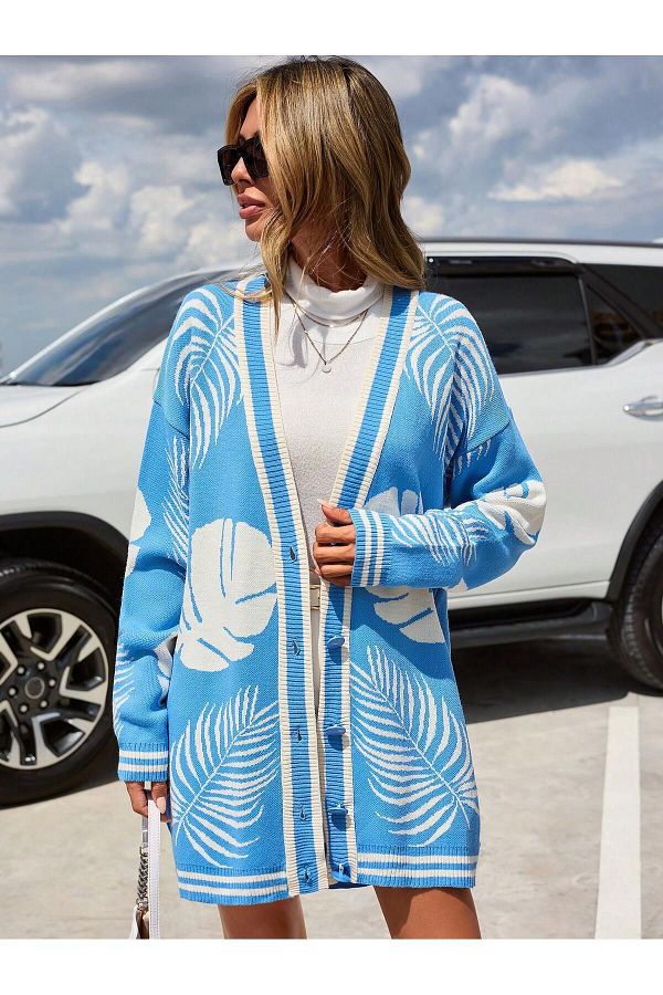 EFENDİX-LEAF PATTERNED CARDIGAN 1