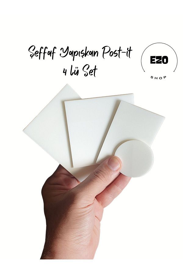EZOSHOP-Postit transparent colorat Sticky Post It Note Paper Karenot Circlenot - Set de 4 - Alb 1