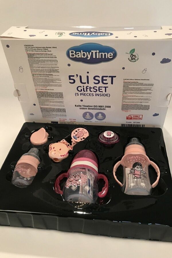 Babytime Baby Time 5'li Mavi Biberon Ve Emzik Seti Pembe