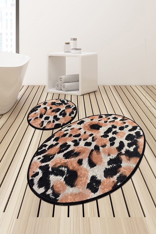 Chilai Home-Leopard Djt Set de 2 Set de scaune de toaletă Set de covorașe de baie Covor 1