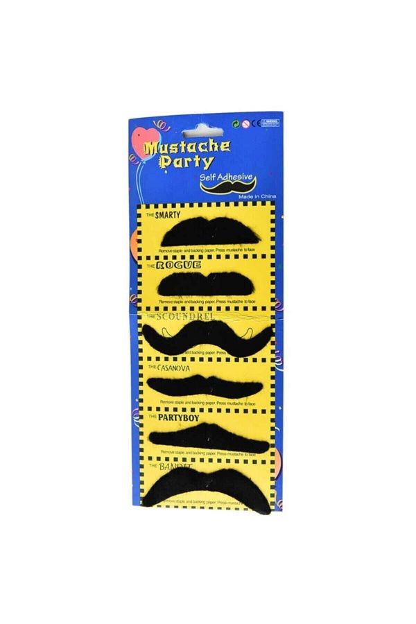 Ax Axentia-Set of 6 - Fake Mustache Joke and Material Mustache Set 1
