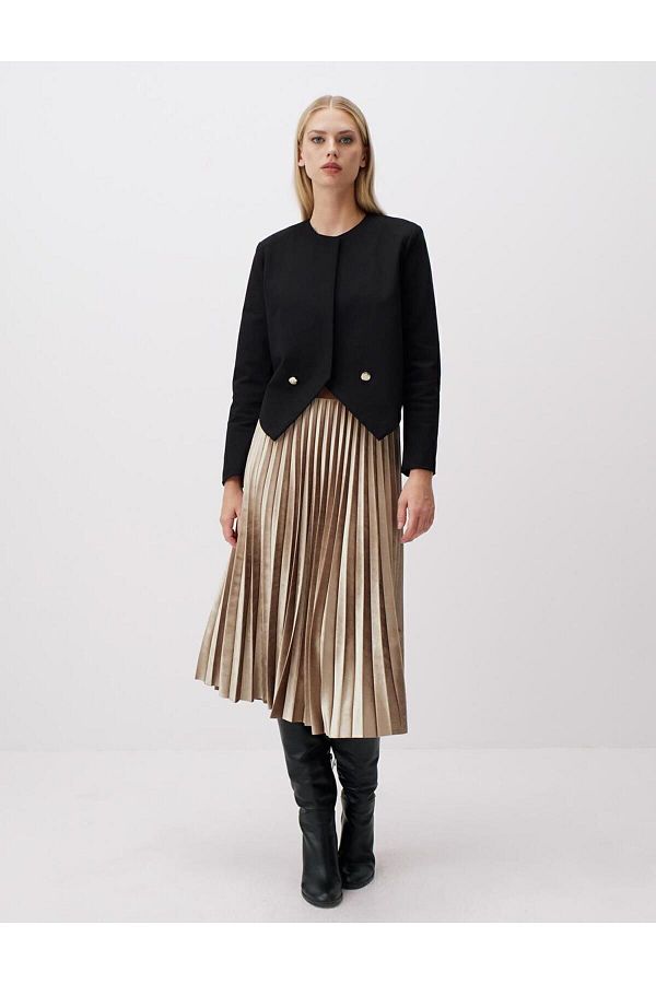Gold pleated velvet skirt best sale