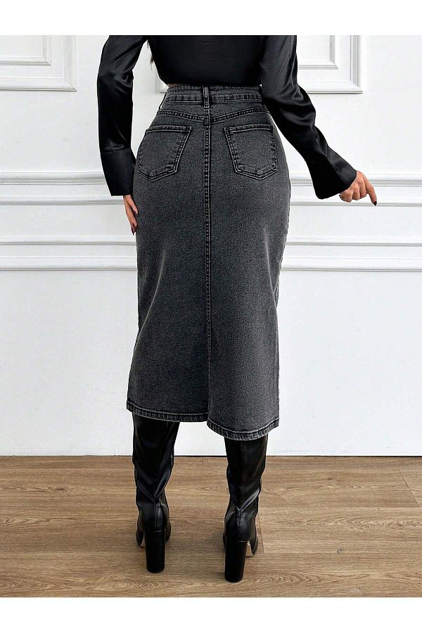 Black denim skirt lycra shop