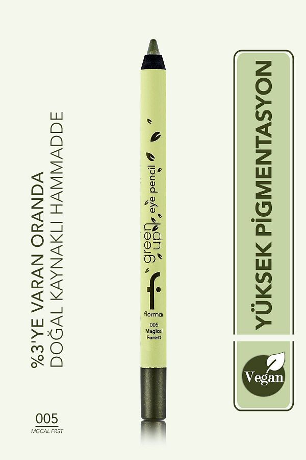 Flormar-محدد عيون نباتي لامع من Green Up - صبغة كثيفة تدوم طويلاً - قواعد مدمجة 1