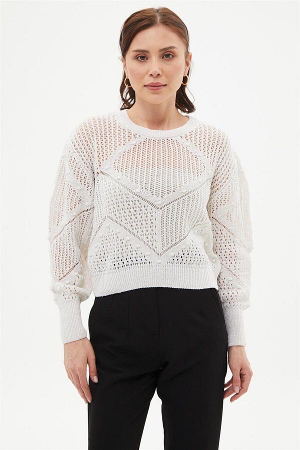 Mood Elite-Openwork Cream Sweater - 1650 Model 12 1