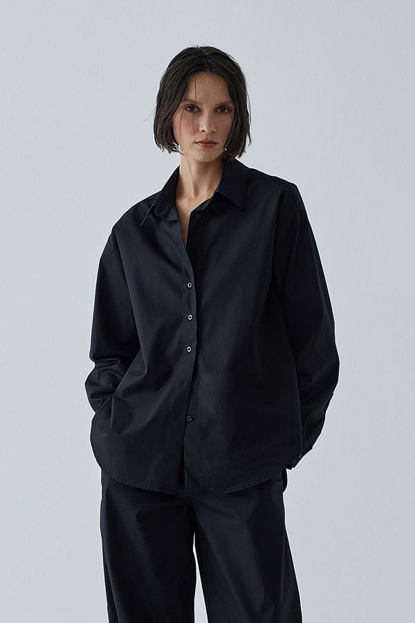 Suud Collection-Cămașă de bază oversize neagră 1
