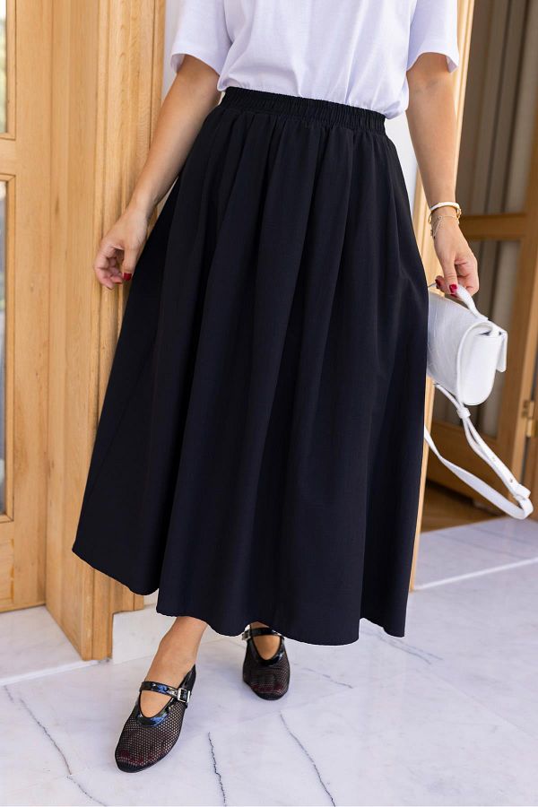 Ask Ni anta Black Elastic Waist Flared Skirt Trendyol