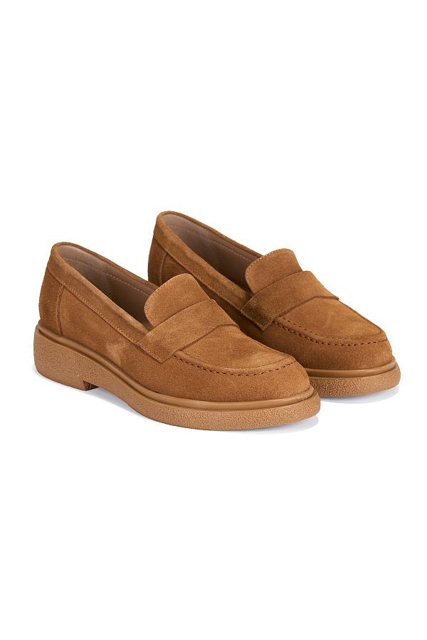 Desa-Women's Tan Suede Leather Loafer 1
