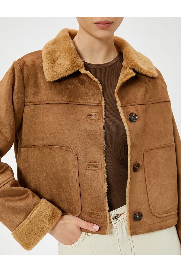 Suede fur collar jacket store
