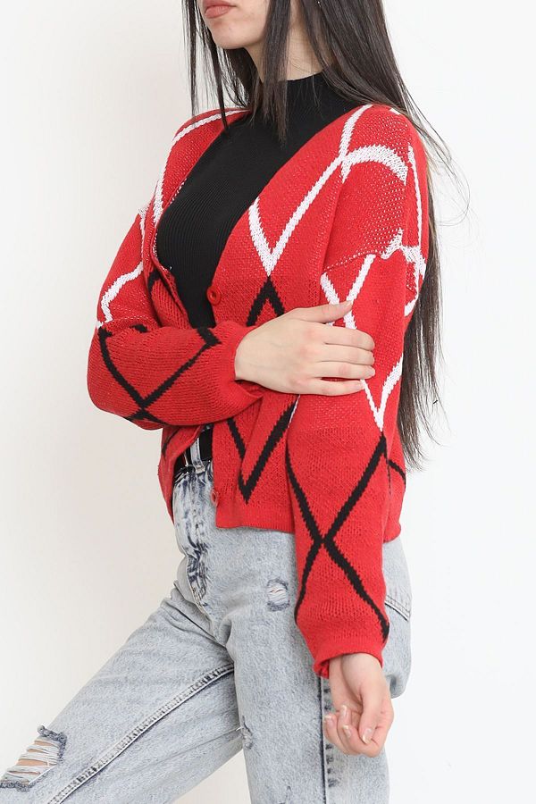 Red cropped cardigan discount